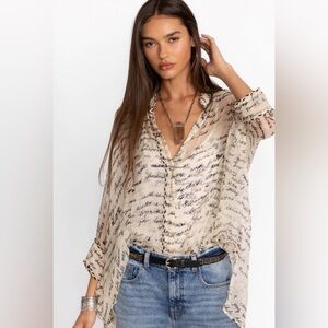 Johnny Was Sincerely Yours Silk Blouse Top Women's Size XS  Flowy Sheer Romantic